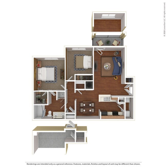 2 Bed 1 Bath 1082 SqFt (1082 Net) 0520 floor plan